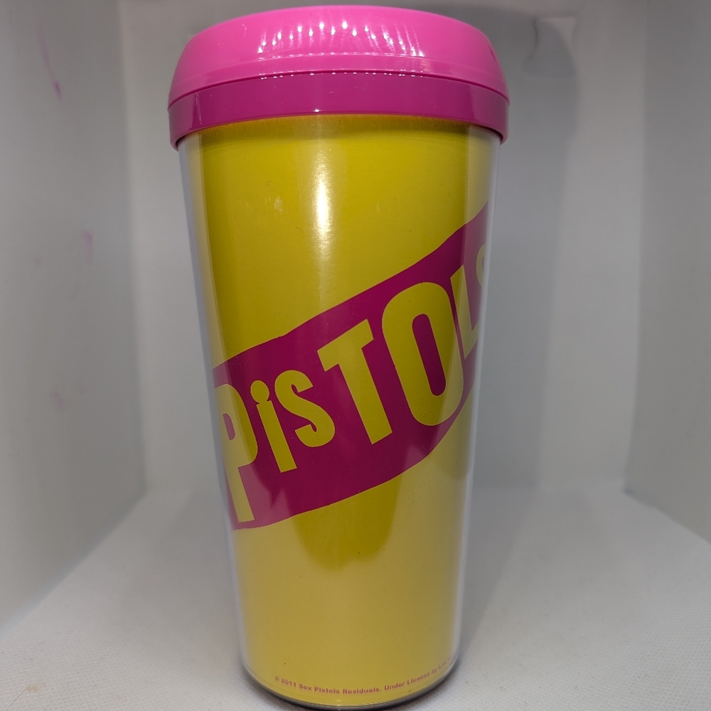 Sex Pistols Punk Vibrant Yellow And Pink Travel Mug